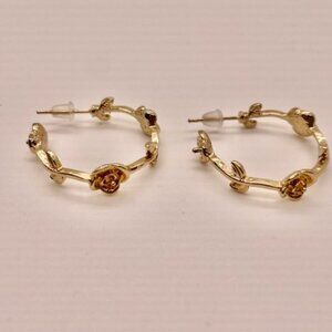 ⭐️✨ FREE Rose Floral Hoop Boho Peasant Hipster Hippie Art Chic Minimal Earrings